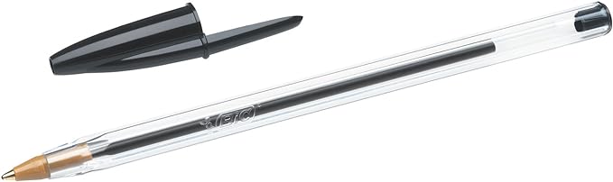 Pack Of 10, Bic Black Cristal Medium Ballpoint Pens 1.00MM Biro Pen. Free UK Postage