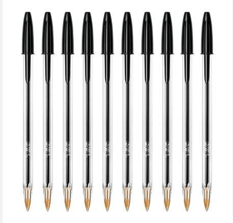 Pack Of 10, Bic Black Cristal Medium Ballpoint Pens 1.00MM Biro Pen. Free UK Postage